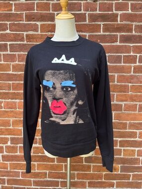 Marc Jacobs Black Crewneck Sweatshirt with Maria Callas “Medea” Print